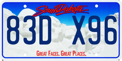 SD license plate 83DX96