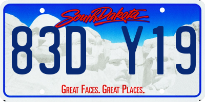 SD license plate 83DY19