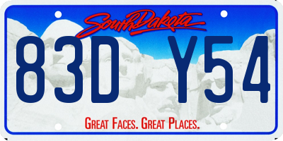 SD license plate 83DY54