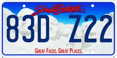 SD license plate 83DZ22