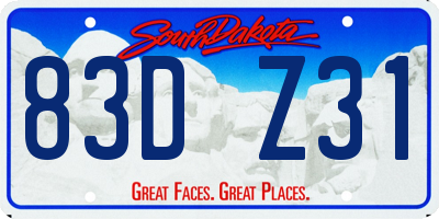 SD license plate 83DZ31