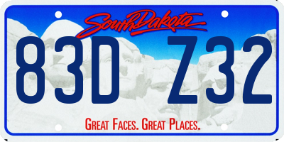 SD license plate 83DZ32