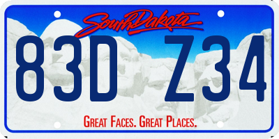 SD license plate 83DZ34