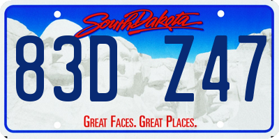 SD license plate 83DZ47