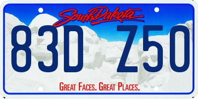 SD license plate 83DZ50