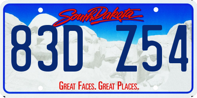 SD license plate 83DZ54