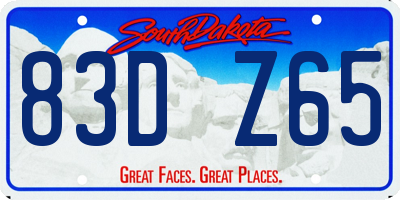 SD license plate 83DZ65