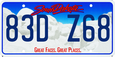 SD license plate 83DZ68