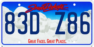 SD license plate 83DZ86