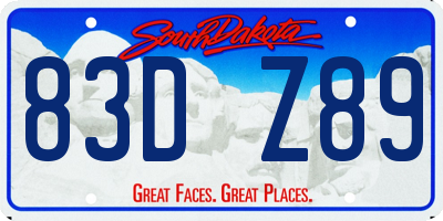 SD license plate 83DZ89