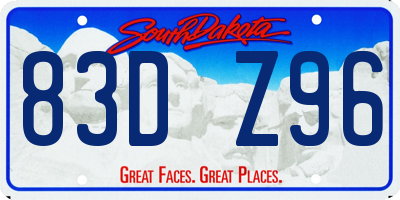 SD license plate 83DZ96