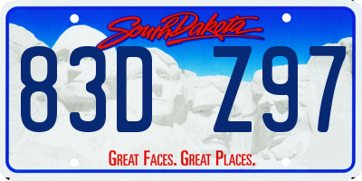 SD license plate 83DZ97