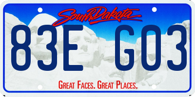 SD license plate 83EG03