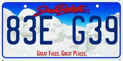 SD license plate 83EG39