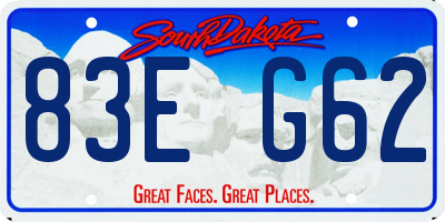 SD license plate 83EG62