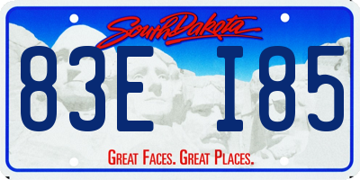 SD license plate 83EI85