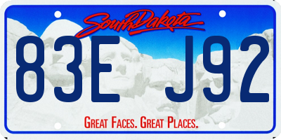 SD license plate 83EJ92