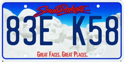 SD license plate 83EK58
