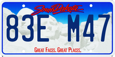 SD license plate 83EM47
