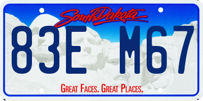 SD license plate 83EM67