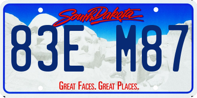 SD license plate 83EM87