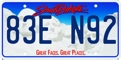 SD license plate 83EN92