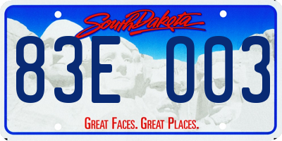 SD license plate 83EO03