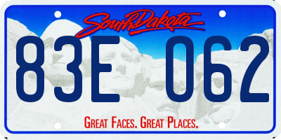 SD license plate 83EO62