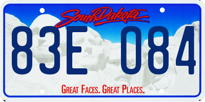 SD license plate 83EO84