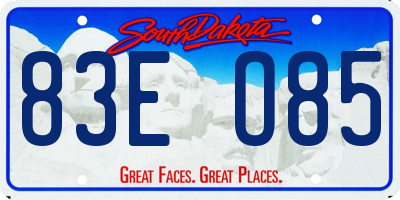 SD license plate 83EO85