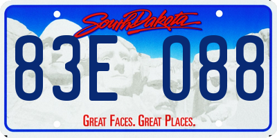SD license plate 83EO88