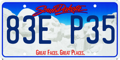 SD license plate 83EP35