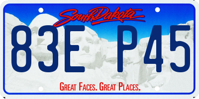 SD license plate 83EP45