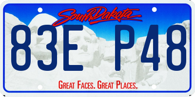 SD license plate 83EP48