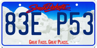 SD license plate 83EP53