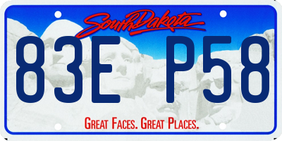 SD license plate 83EP58