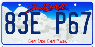 SD license plate 83EP67