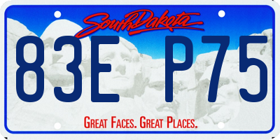SD license plate 83EP75