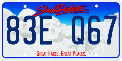 SD license plate 83EQ67