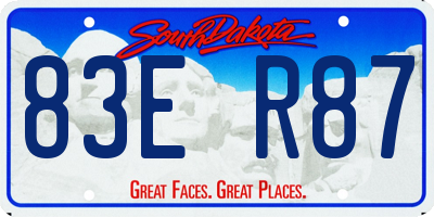 SD license plate 83ER87