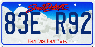 SD license plate 83ER92