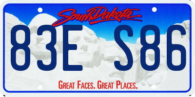 SD license plate 83ES86