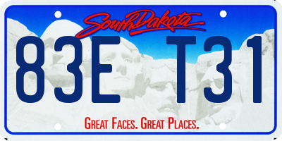 SD license plate 83ET31