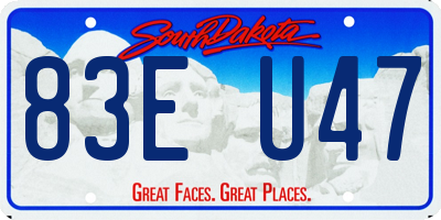 SD license plate 83EU47