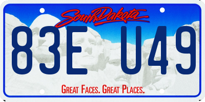 SD license plate 83EU49