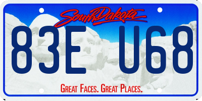 SD license plate 83EU68