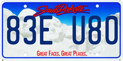 SD license plate 83EU80