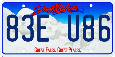 SD license plate 83EU86