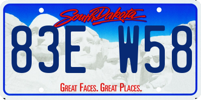 SD license plate 83EW58