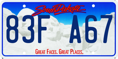 SD license plate 83FA67